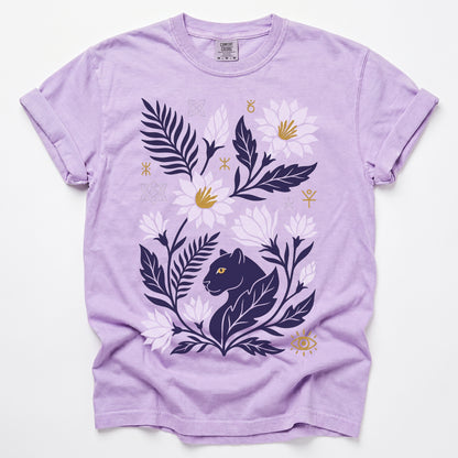 Mystical Panther & Lotus Vintage Washed T-Shirt