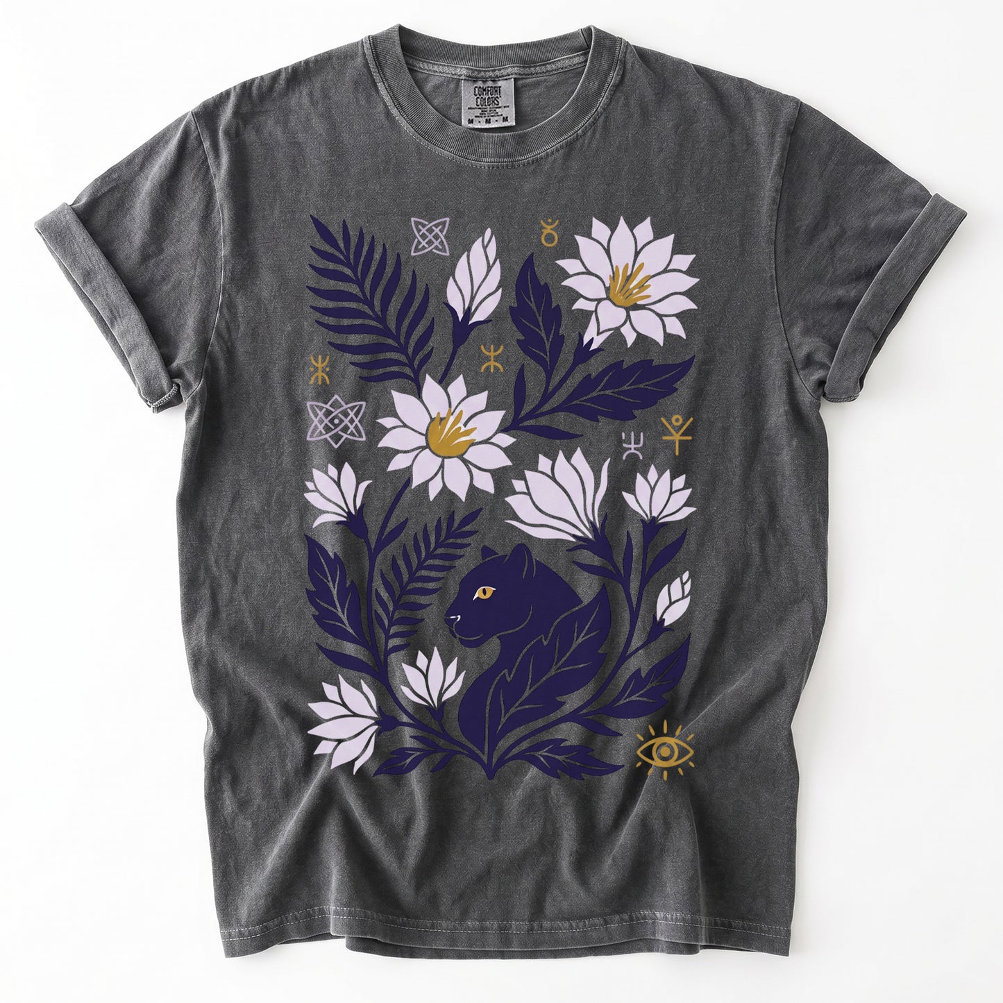 Mystical Panther & Lotus Vintage Washed T-Shirt