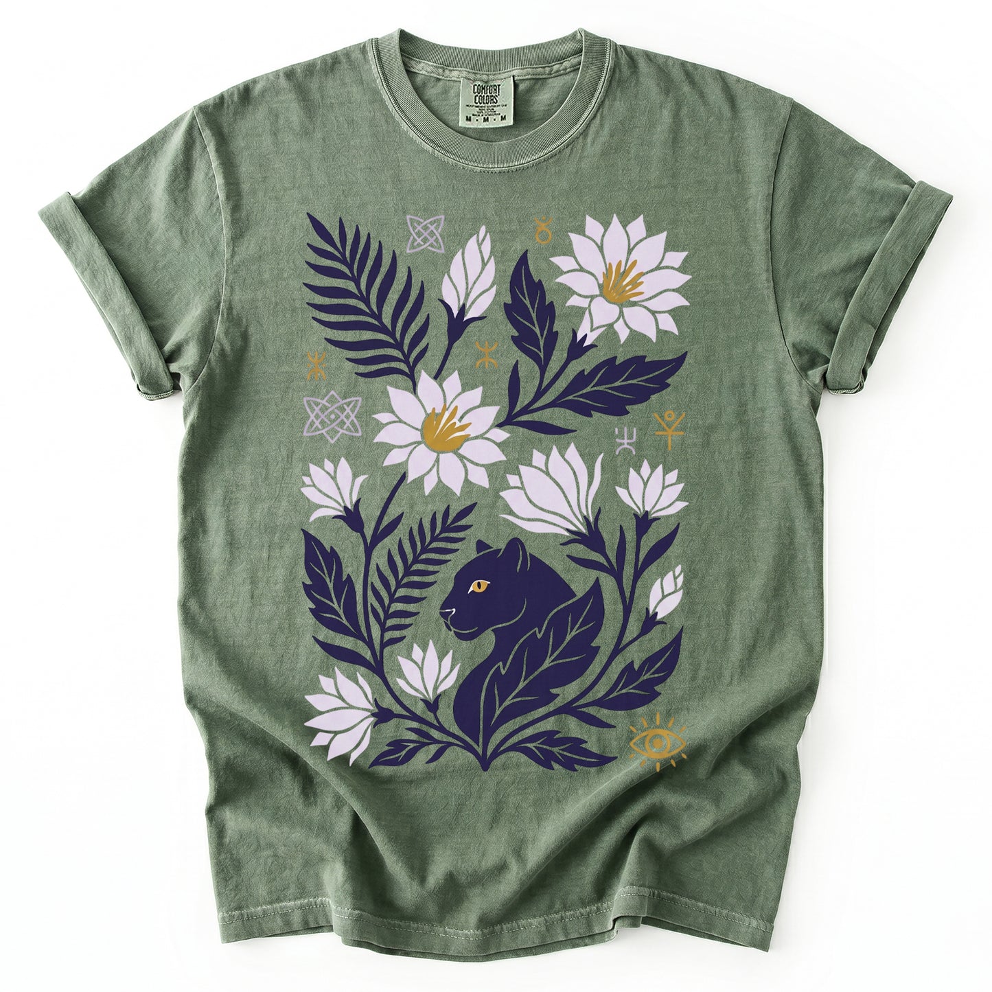 Mystical Panther & Lotus Vintage Washed T-Shirt
