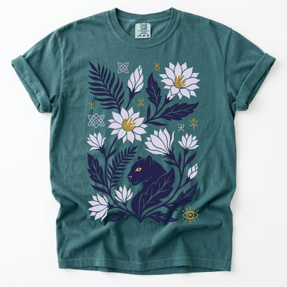 Mystical Panther & Lotus Vintage Washed T-Shirt