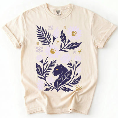 Mystical Panther & Lotus Vintage Washed T-Shirt