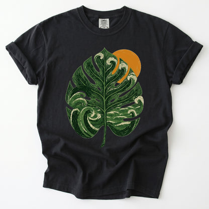 Ocean Wave Monstera Vintage Washed T-Shirt