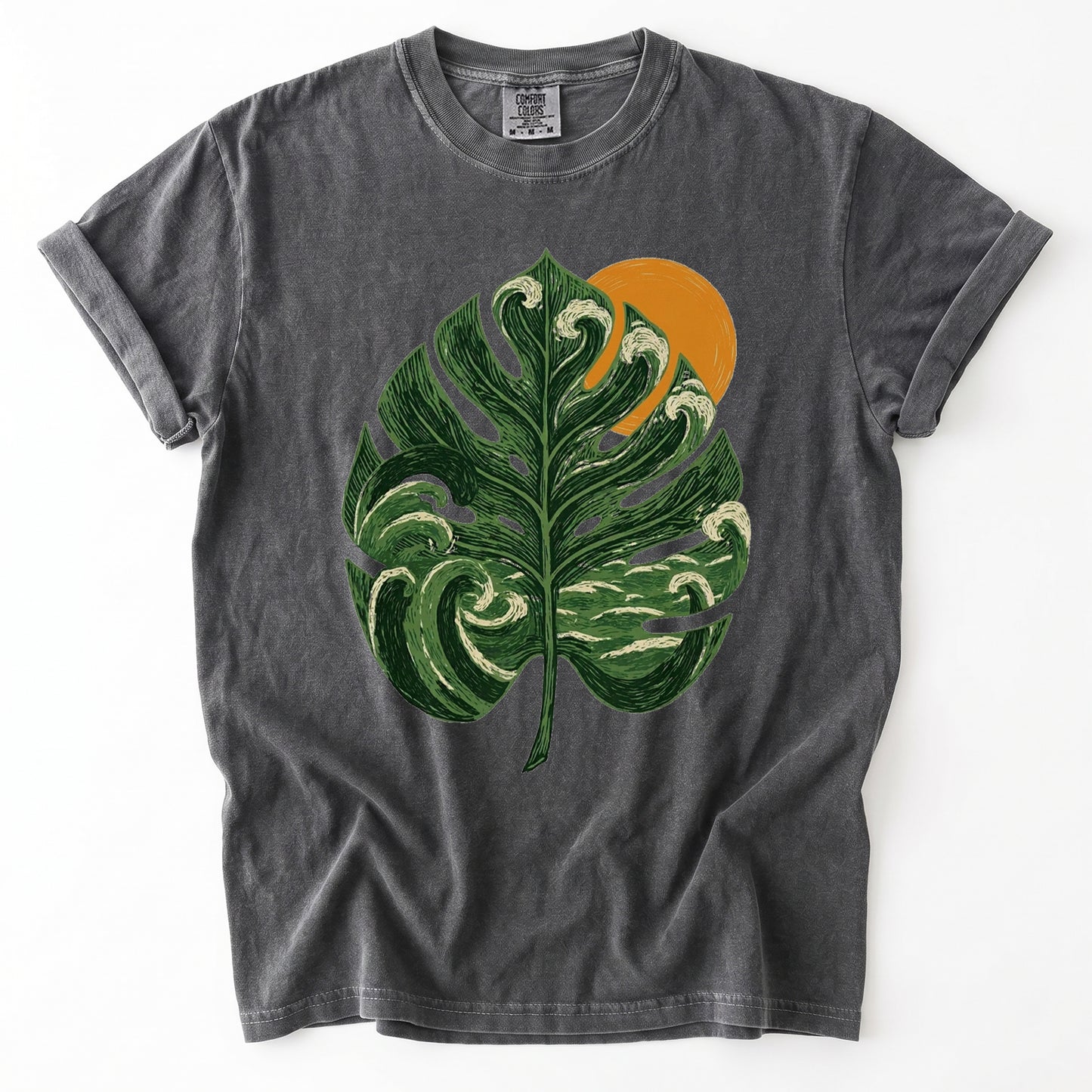 Ocean Wave Monstera Vintage Washed T-Shirt