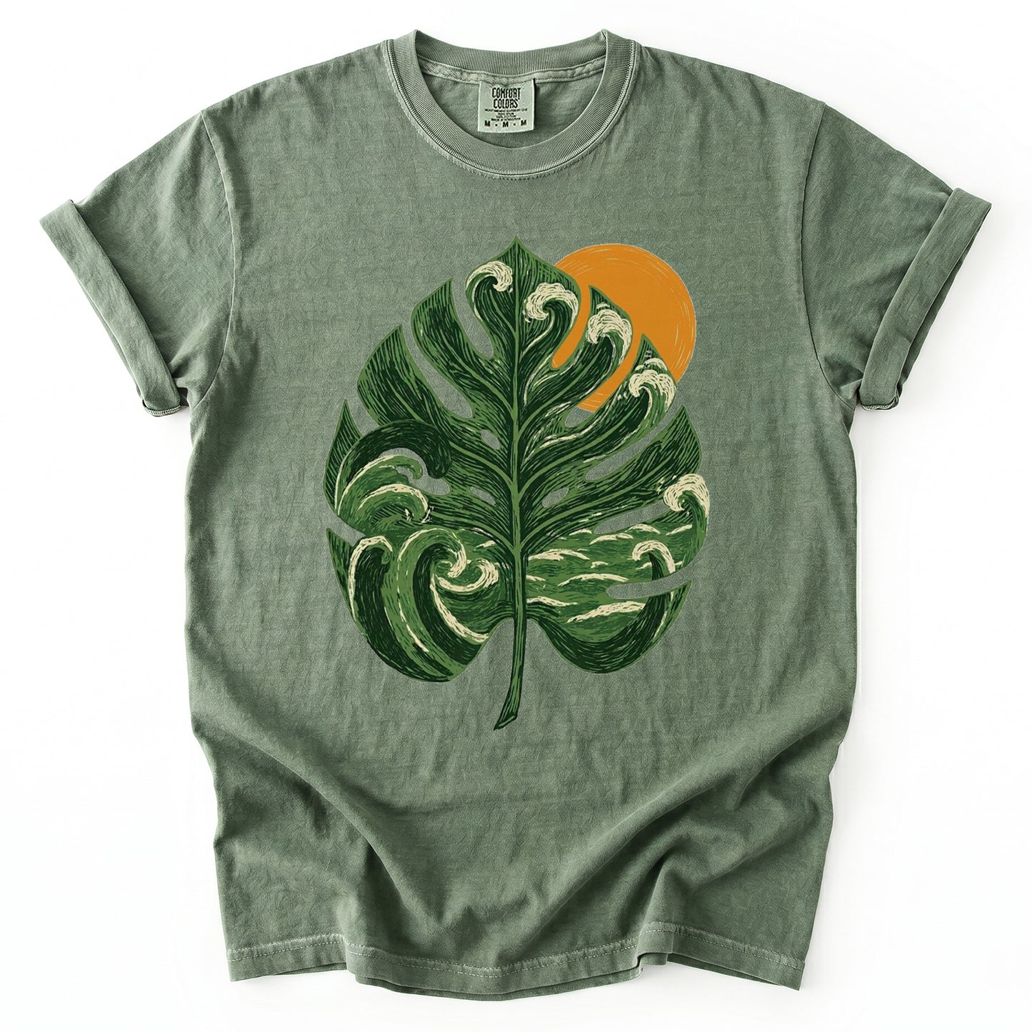 Ocean Wave Monstera Vintage Washed T-Shirt