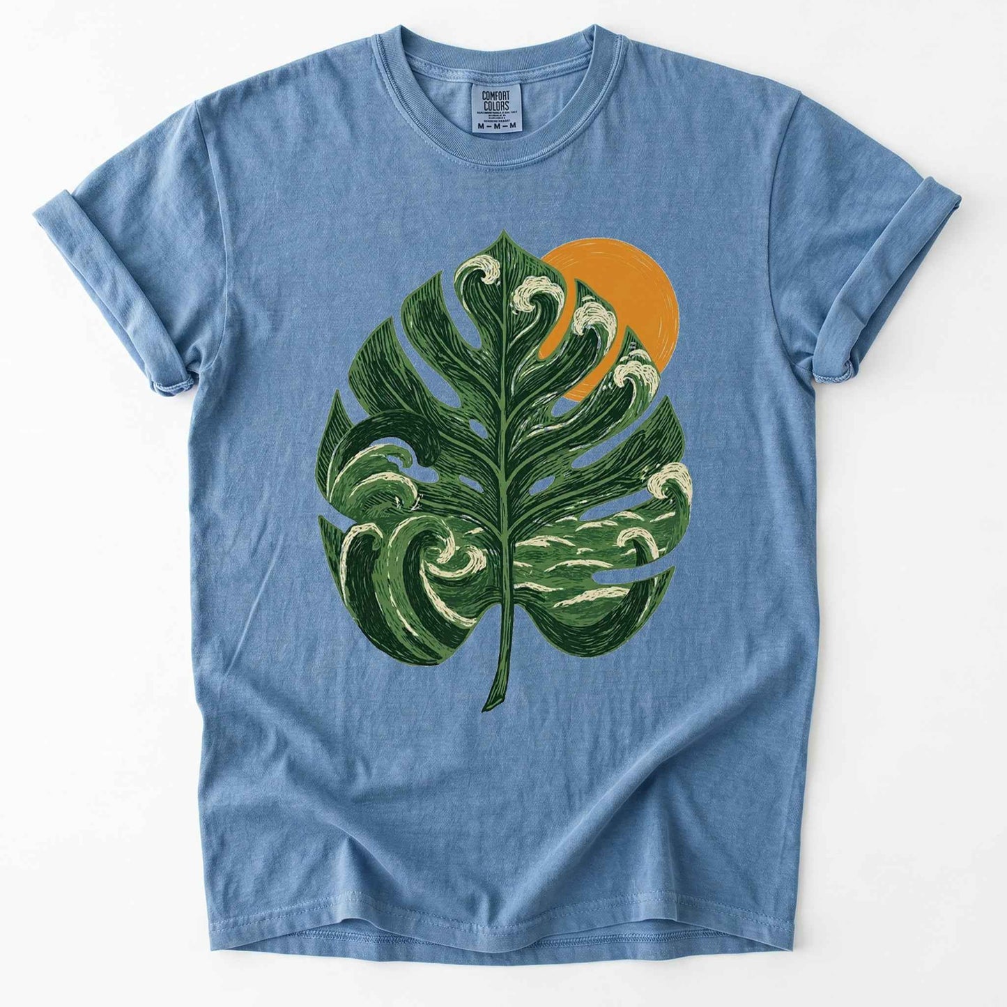 Ocean Wave Monstera Vintage Washed T-Shirt