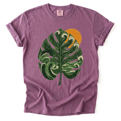 Ocean Wave Monstera Vintage Washed T-Shirt