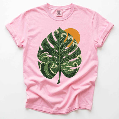 Ocean Wave Monstera Vintage Washed T-Shirt