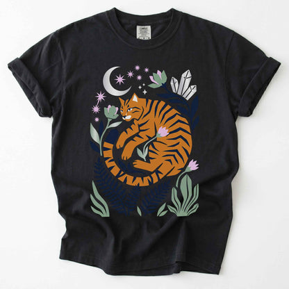 Botanical Cat Vintage Washed T-Shirt
