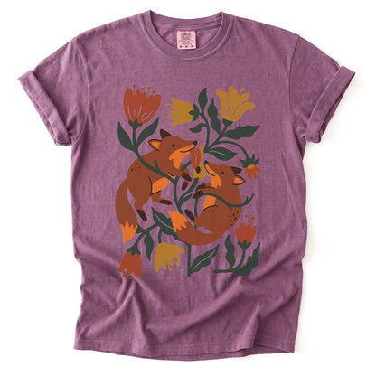 Playful Foxes Vintage Washed T-Shirt