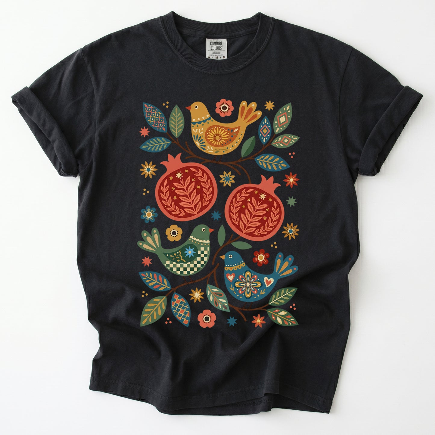 Pomegranates and Birds Vintage Washed T-Shirt