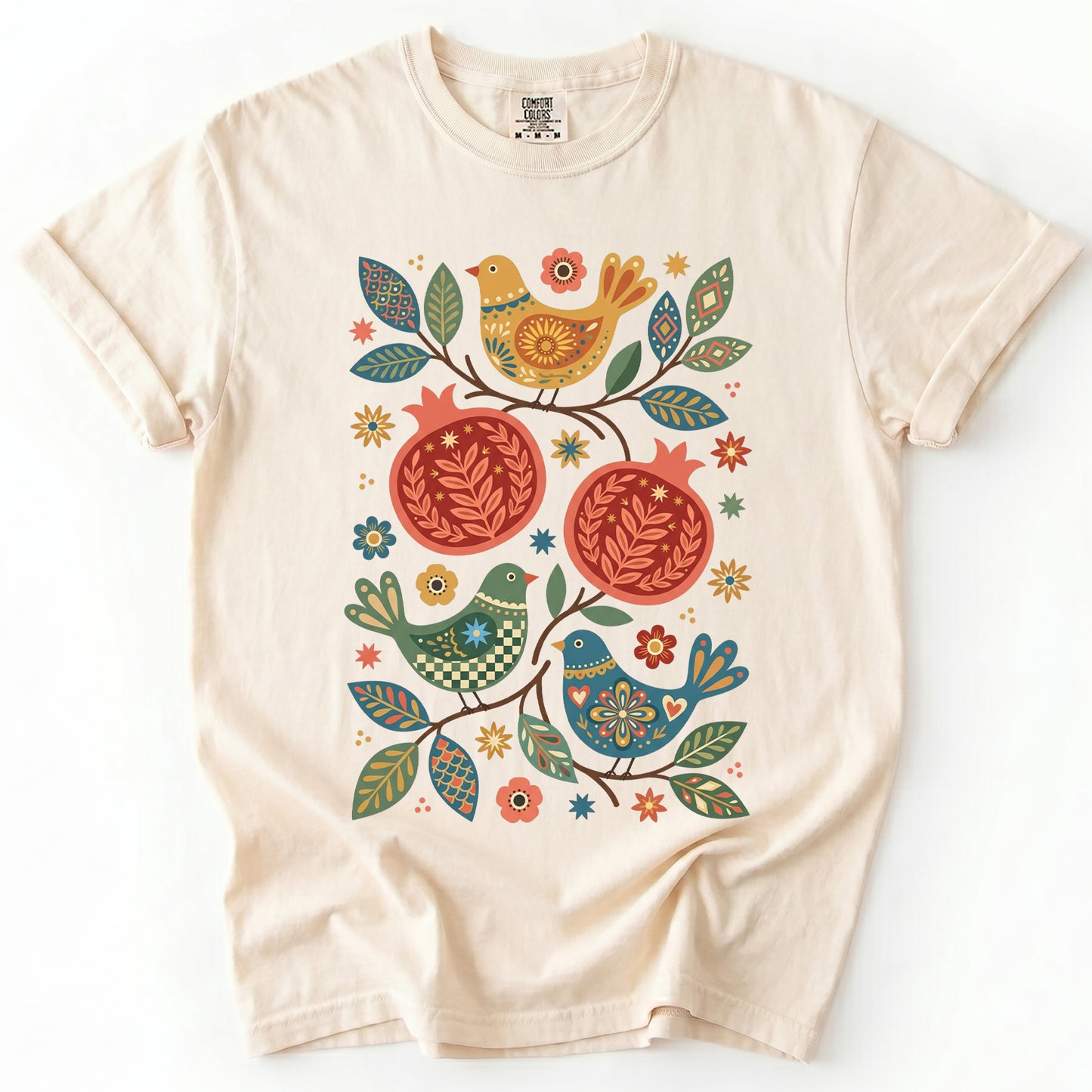 Pomegranates and Birds Vintage Washed T-Shirt