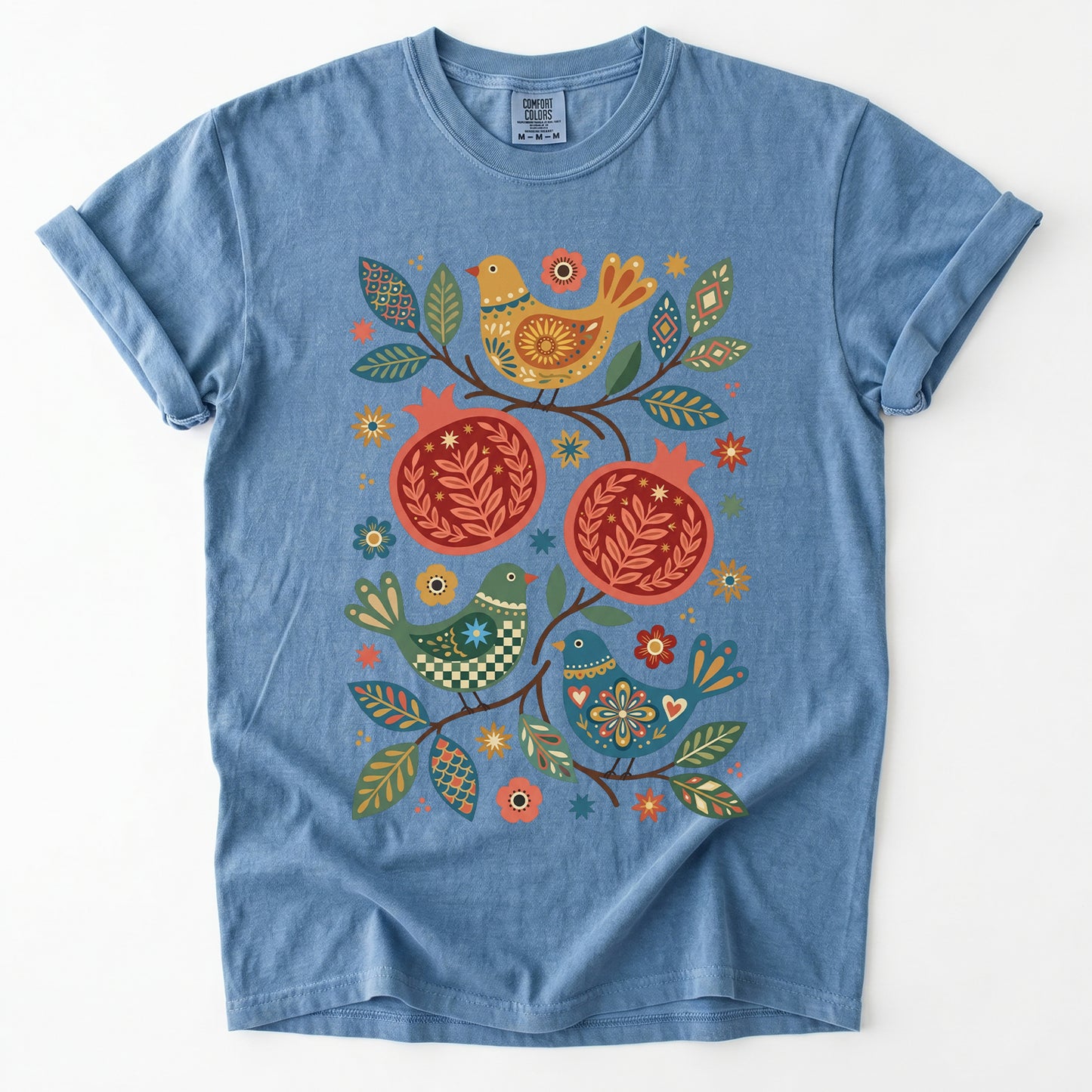 Pomegranates and Birds Vintage Washed T-Shirt