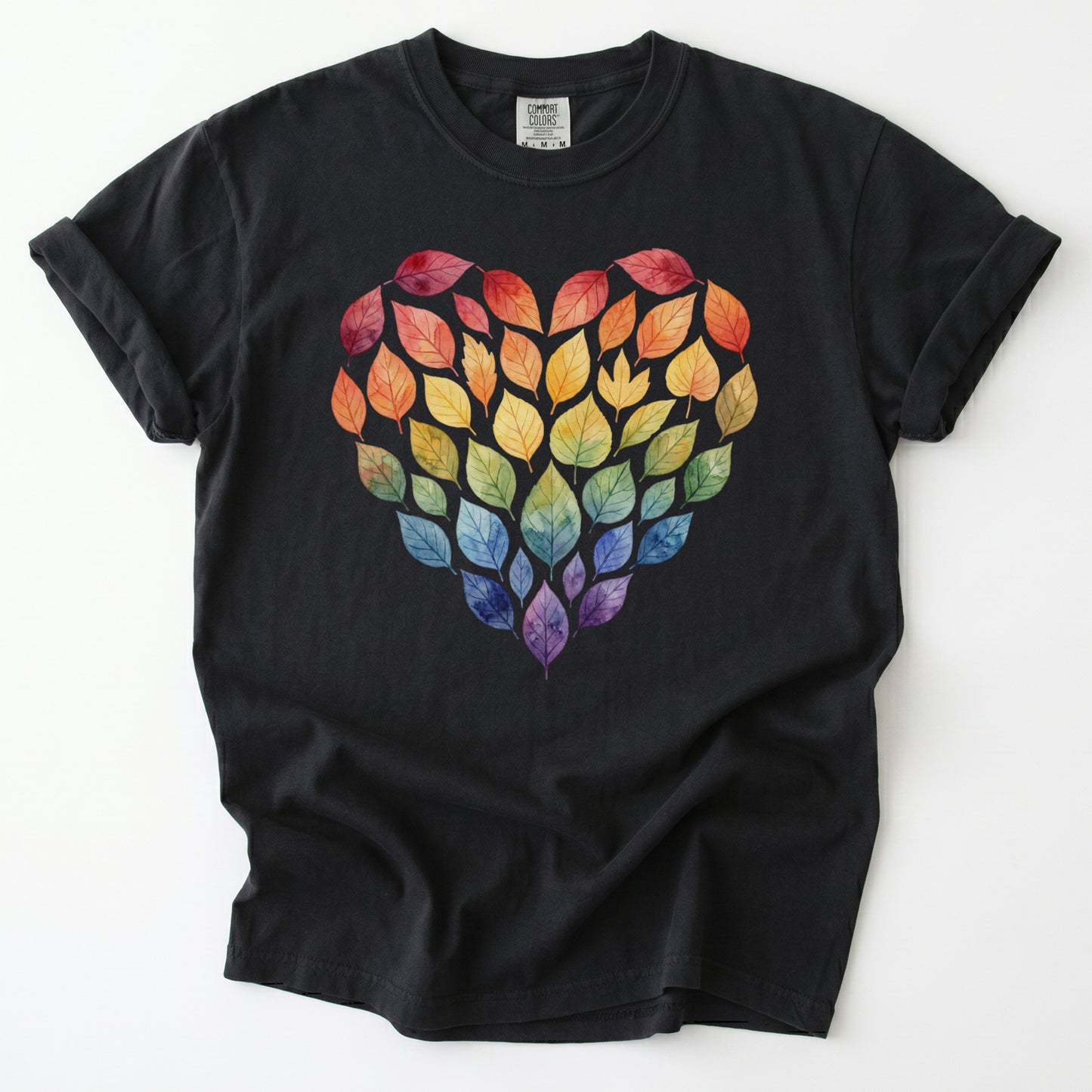Rainbow Leaf Heart Vintage Washed T-Shirt