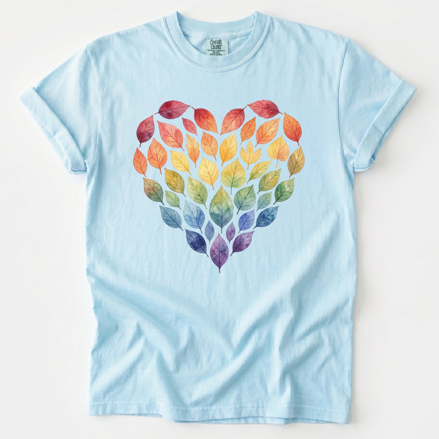 Rainbow Leaf Heart Vintage Washed T-Shirt