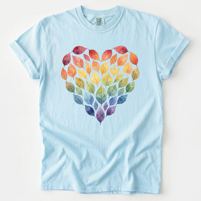 Rainbow Leaf Heart Vintage Washed T-Shirt