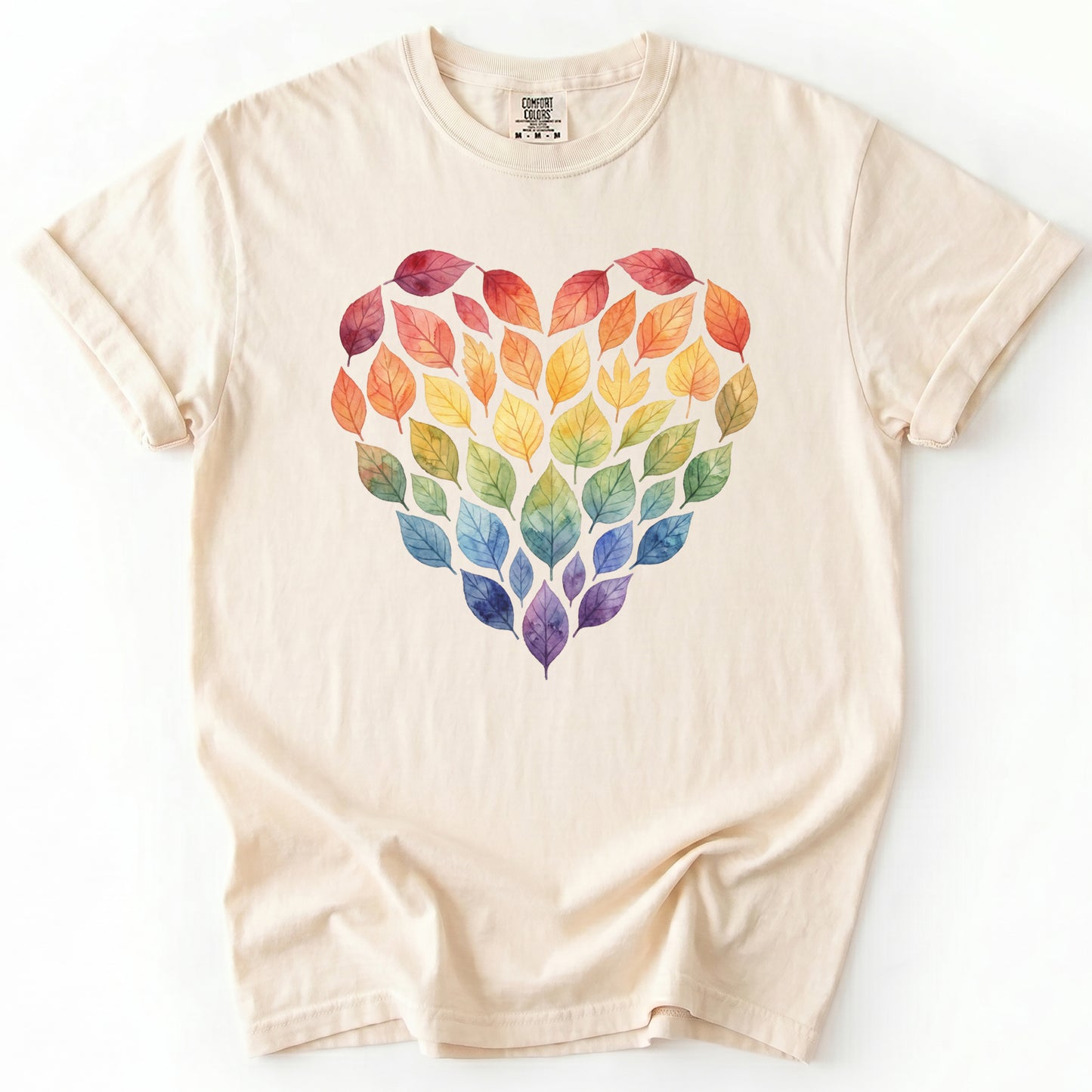 Rainbow Leaf Heart Vintage Washed T-Shirt