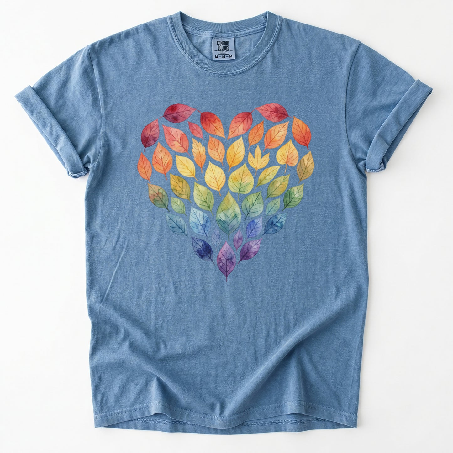 Rainbow Leaf Heart Vintage Washed T-Shirt