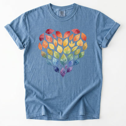 Rainbow Leaf Heart Vintage Washed T-Shirt
