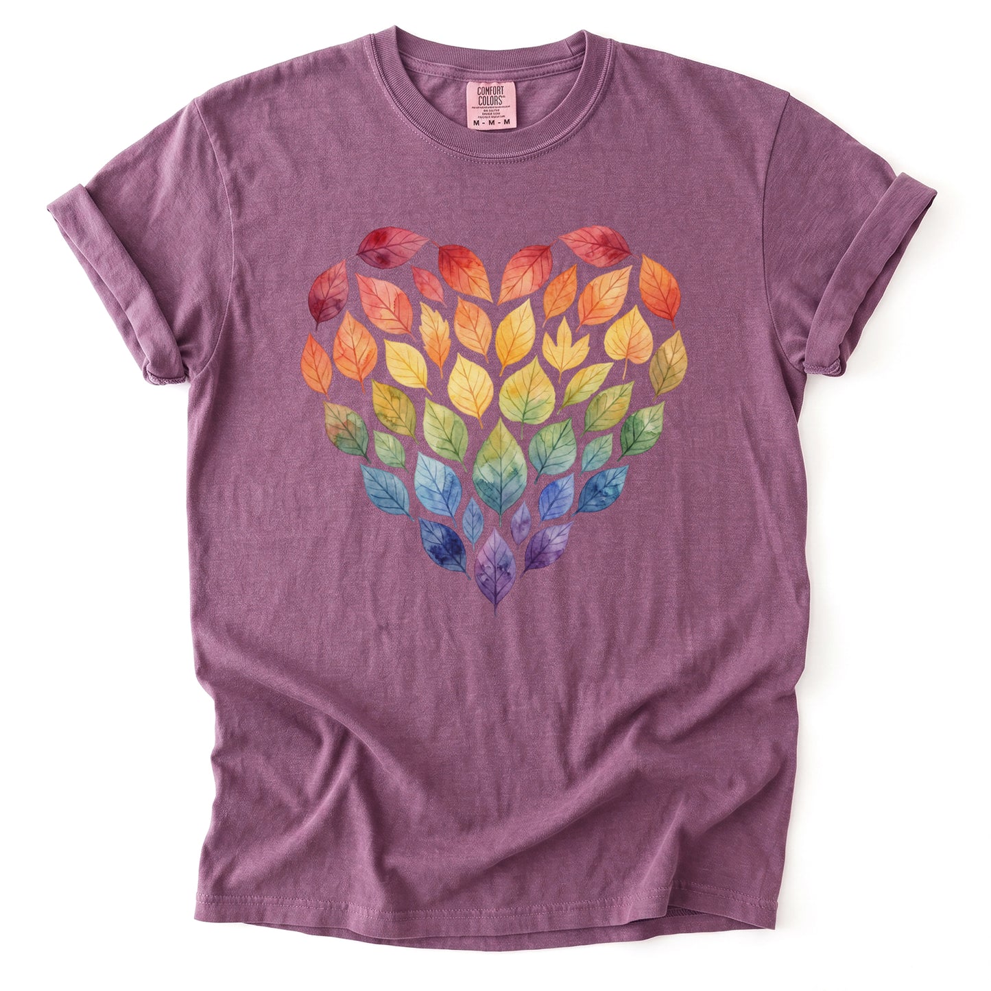 Rainbow Leaf Heart Vintage Washed T-Shirt