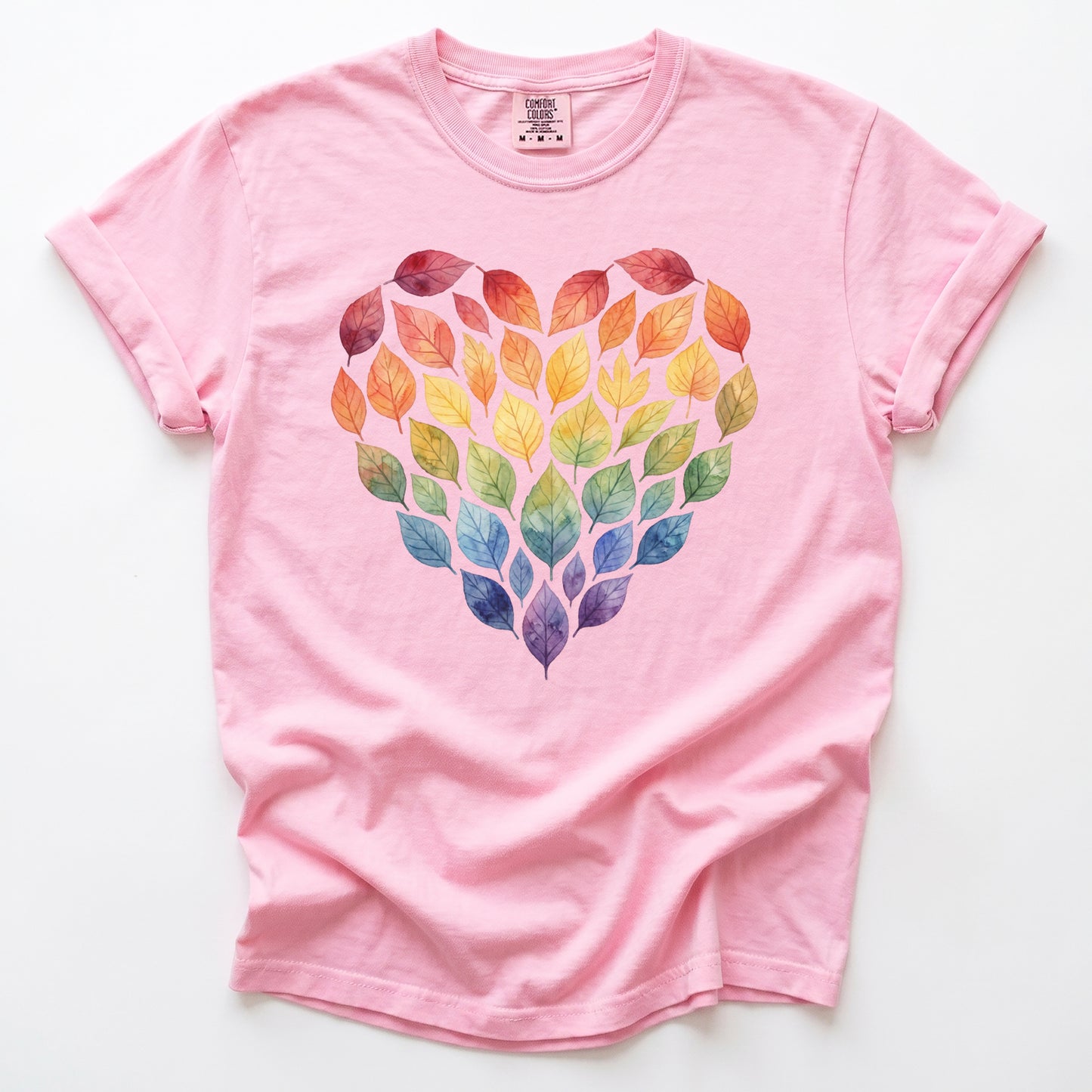 Rainbow Leaf Heart Vintage Washed T-Shirt