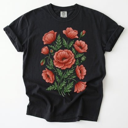 Red Poppy Vintage Washed T-Shirt