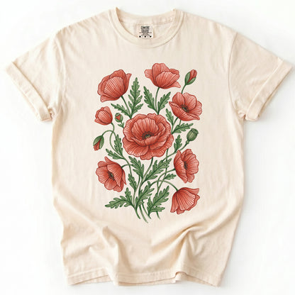 Red Poppy Vintage Washed T-Shirt