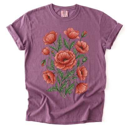 Red Poppy Vintage Washed T-Shirt