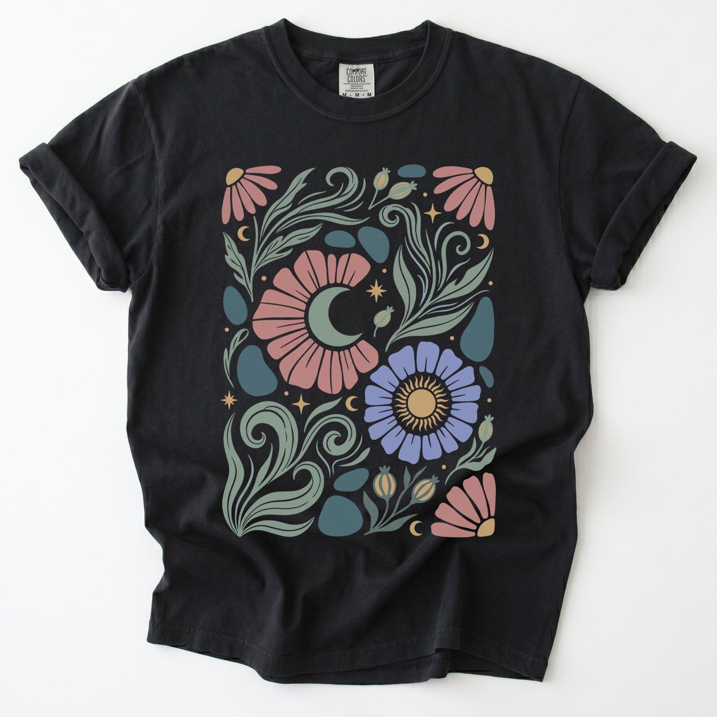 Retro Floral Swirl Vintage Washed T-Shirt