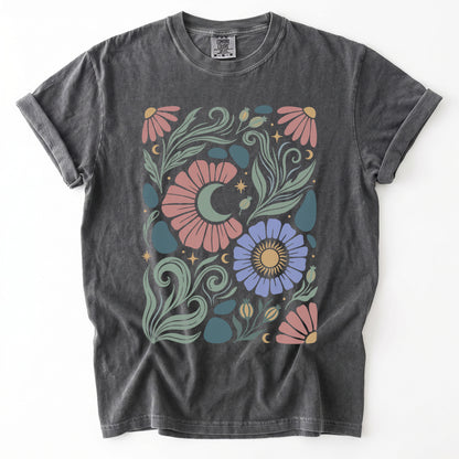 Retro Floral Swirl Vintage Washed T-Shirt