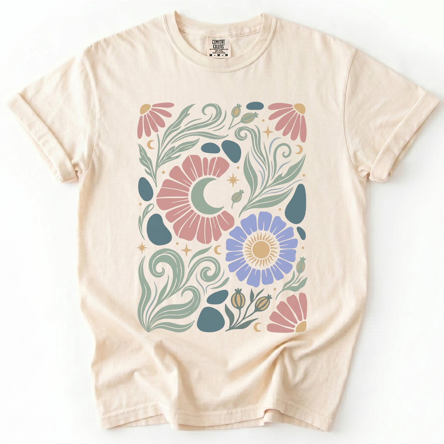 Retro Floral Swirl Vintage Washed T-Shirt