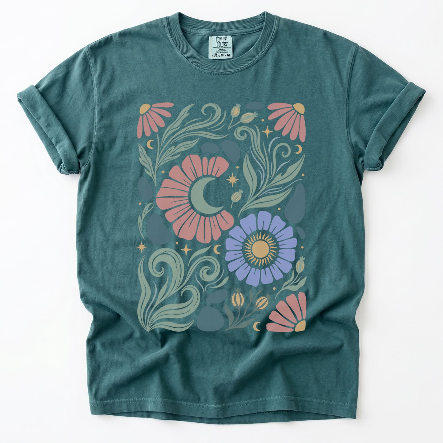 Retro Floral Swirl Vintage Washed T-Shirt
