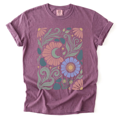 Retro Floral Swirl Vintage Washed T-Shirt