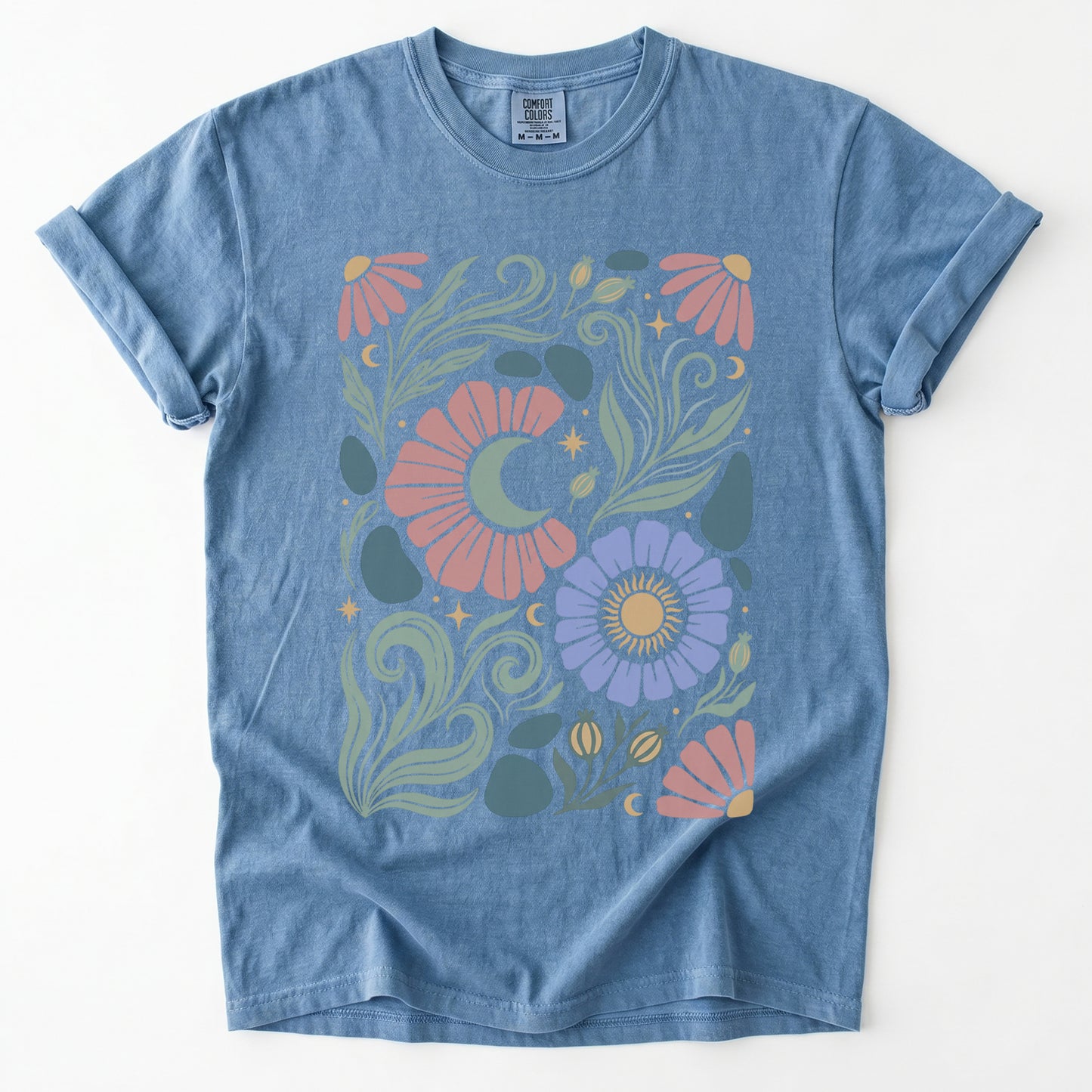 Retro Floral Swirl Vintage Washed T-Shirt