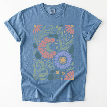Retro Floral Swirl Vintage Washed T-Shirt