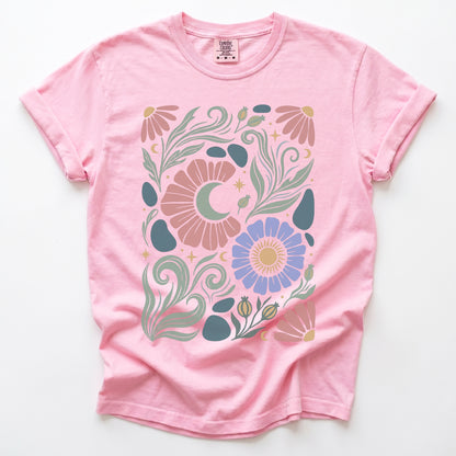 Retro Floral Swirl Vintage Washed T-Shirt