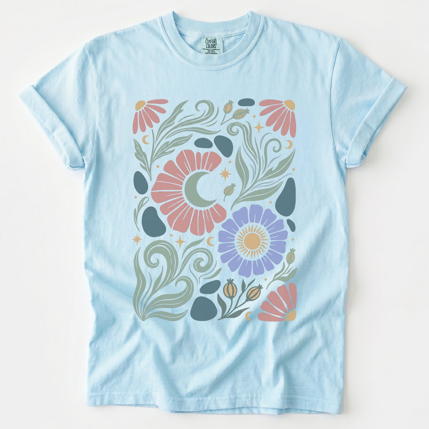Retro Floral Swirl Vintage Washed T-Shirt