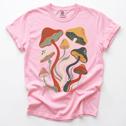 Retro Wavy Mushrooms Heavyweight T-Shirt