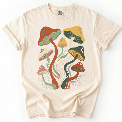 Retro Wavy Mushrooms Heavyweight T-Shirt