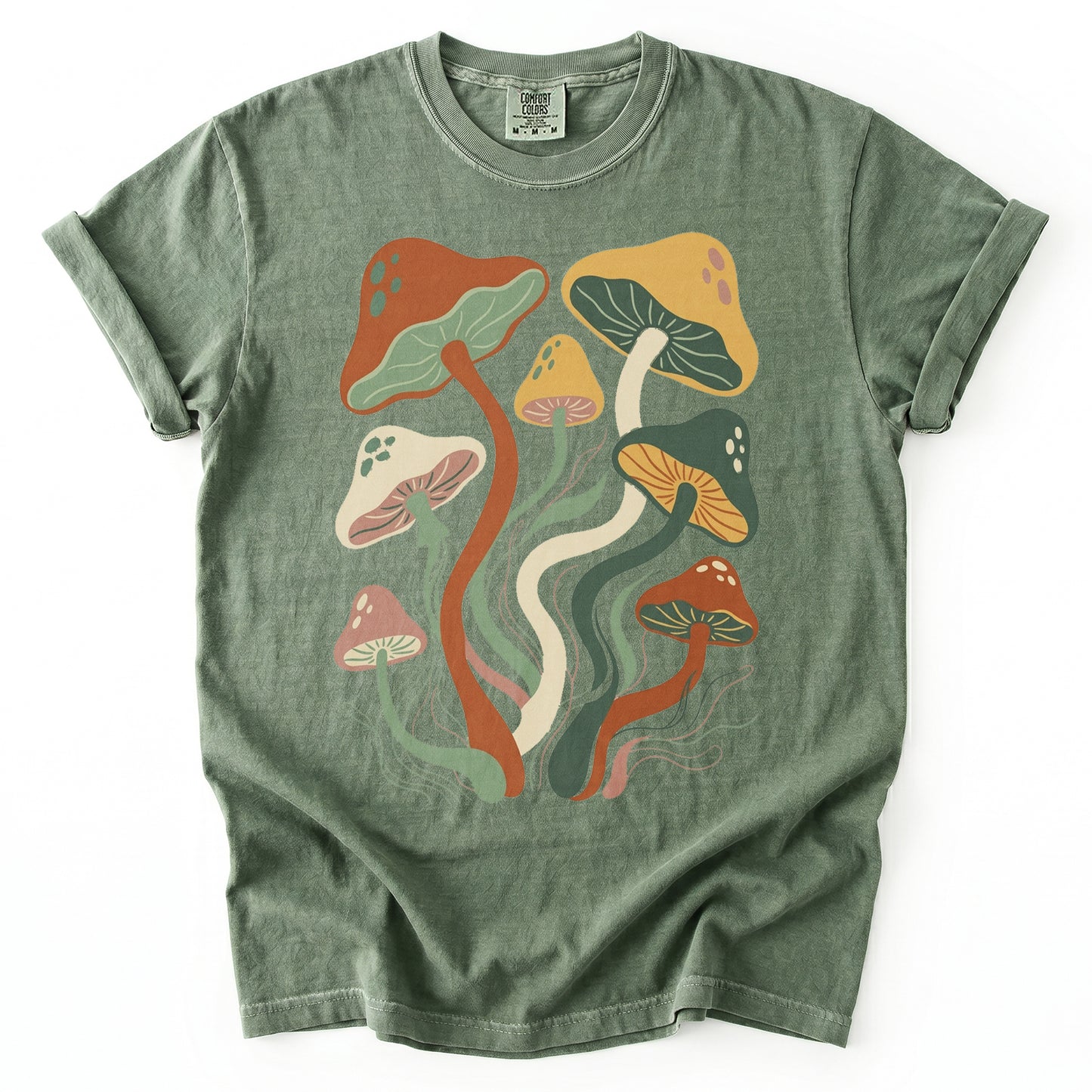 Retro Wavy Mushrooms Heavyweight T-Shirt