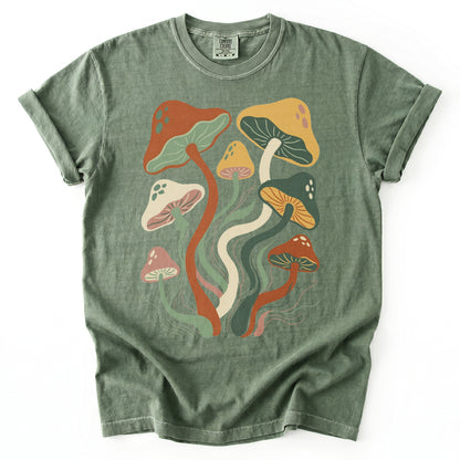 Retro Wavy Mushrooms Heavyweight T-Shirt