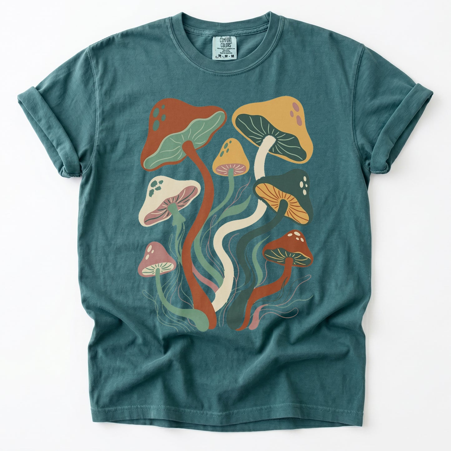 Retro Wavy Mushrooms Heavyweight T-Shirt