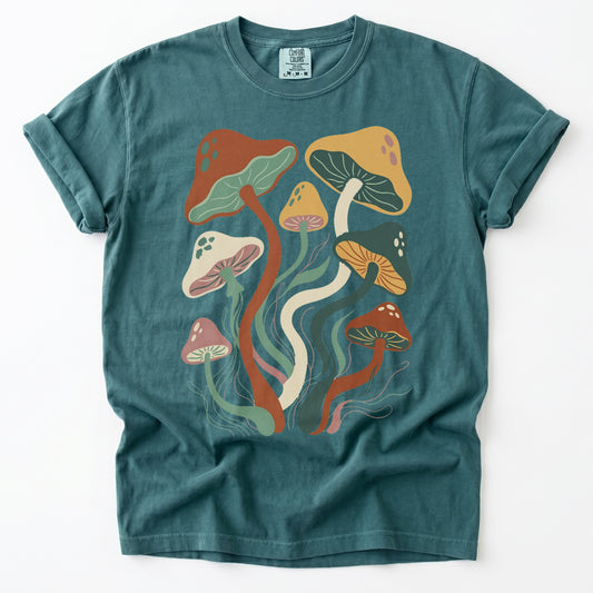 Retro Wavy Mushrooms Heavyweight T-Shirt