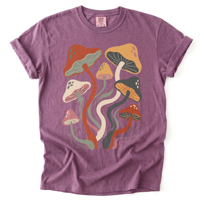 Retro Wavy Mushrooms Heavyweight T-Shirt