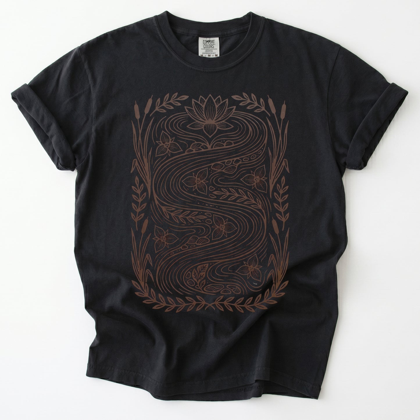 River & Lotus Block Print Vintage Washed T-Shirt