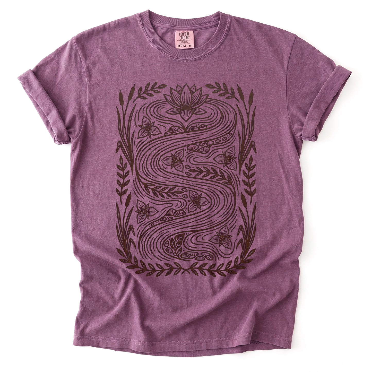 River & Lotus Block Print Vintage Washed T-Shirt