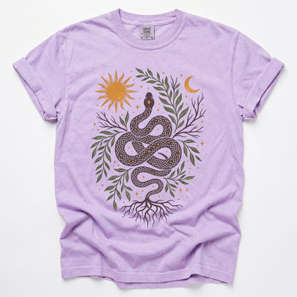 Celestial Rooted Snake Vintage Washed T-Shirt