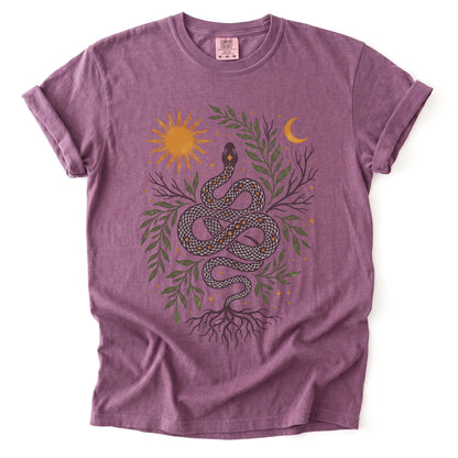Celestial Rooted Snake Vintage Washed T-Shirt