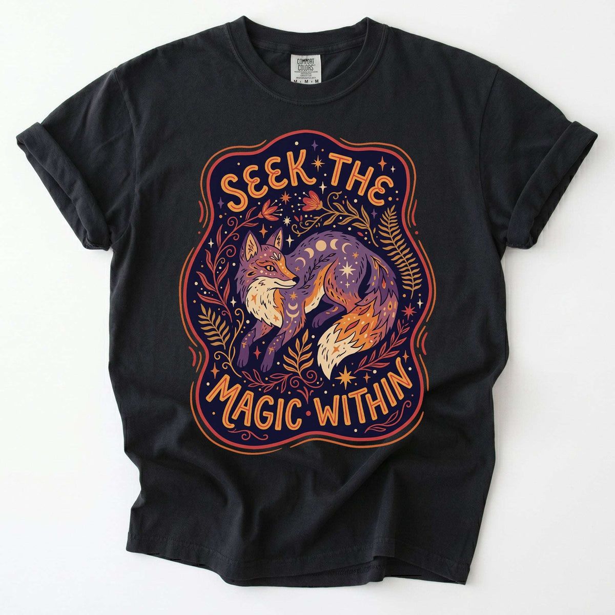 Seek The Magic Within Celestial Fox Vintage Washed T-Shirt