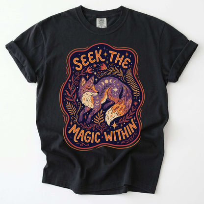 Seek The Magic Within Celestial Fox Vintage Washed T-Shirt