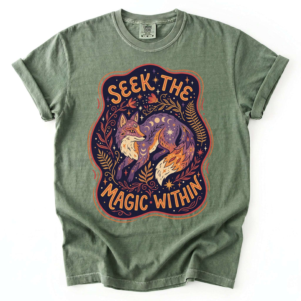 Seek The Magic Within Celestial Fox Vintage Washed T-Shirt